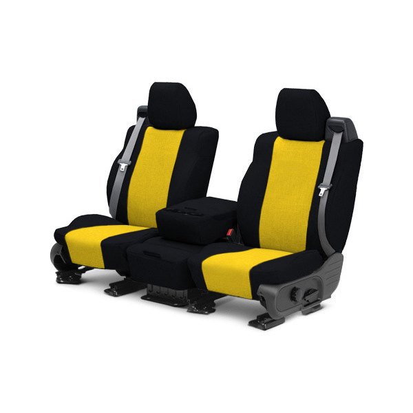  CalTrend® - Tweed 1st Row Black & Yellow Custom Seat Covers