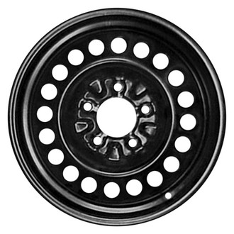 20 Flat-Spoke Black 15x6 Steel Factory Wheel, Remanufactured - Front View