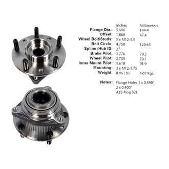 Centric® - C-Tek™ Front Passenger Side Standard Driven Wheel Bearing and Hub Assembly