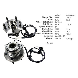 Centric® - C-Tek™ Front Passenger Side Standard Driven Wheel Bearing and Hub Assembly