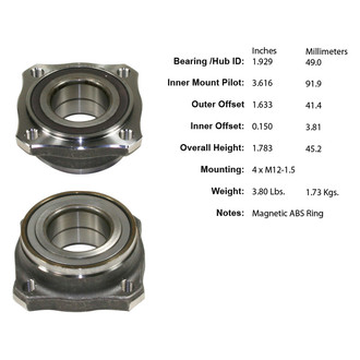 Centric® - Premium™ Rear Passenger Side Non-Driven Wheel Bearing and Hub Assembly