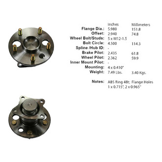 Centric® - C-Tek™ Rear Passenger Side Standard Non-Driven Wheel Bearing and Hub Assembly