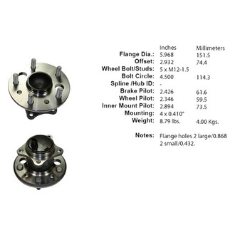 Centric® - C-Tek™ Rear Passenger Side Standard Non-Driven Wheel Bearing and Hub Assembly