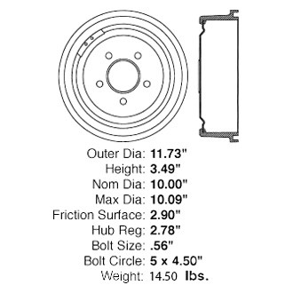 Centric® - C-Tek™ Standard Rear Brake Drum
