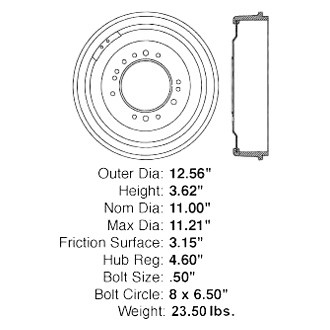 Centric® 123.66001 - C-Tek™ Standard Front Brake Drum