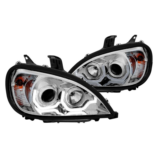 CG® - Chrome LED DRL Bar Projector Headlights, Freightliner Columbia