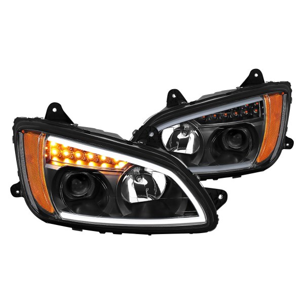 CG® - Black LED DRL Bar Projector Headlights, Kenworth T660