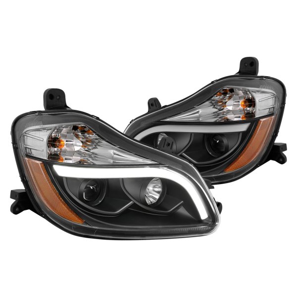 CG® - Black LED DRL Bar Projector Headlights, Kenworth T660