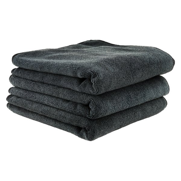 Chemical Guys® - Workhorse 16" x 16" Black Microfiber Professional Grade Towel Pack, 3 Pieces