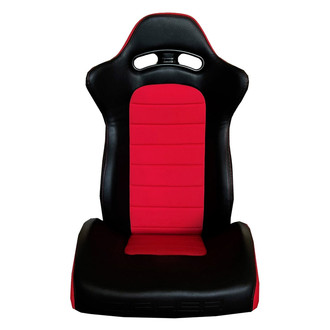 Cipher Auto® - CPA2006 CR23 Mid Height Series Racing Seats, Black Leatherette with Red Fabric