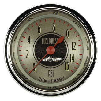 Classic Instruments® - All American Nickel Series 2-1/8" Fuel Pressure Gauge, 15 psi