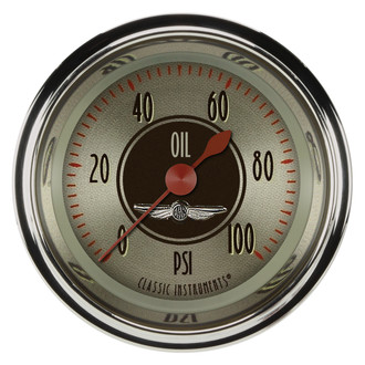 Classic Instruments® - All American Nickel Series 2-1/8" Oil Pressure Gauge, 100 psi