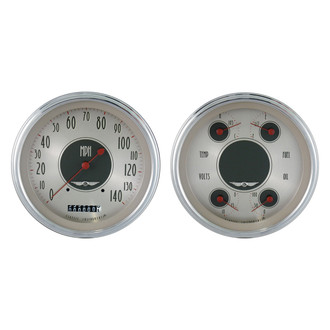 Classic Instruments® - All American Nickel Series 4-5/8" Speedometer and Quad Gauge Set, 140 MPH