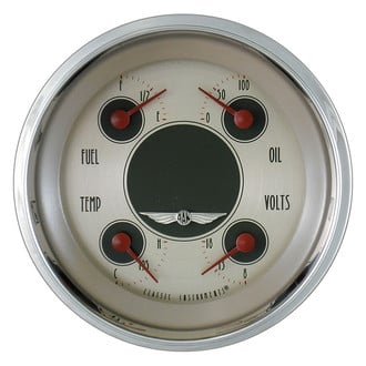 Classic Instruments® - All American Nickel Series Quad Gauge, 8-18 V