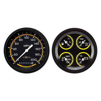 Classic Instruments® - AutoCross Series 3-3/8" Speedometer and Quad Gauge Set, 200 MPH