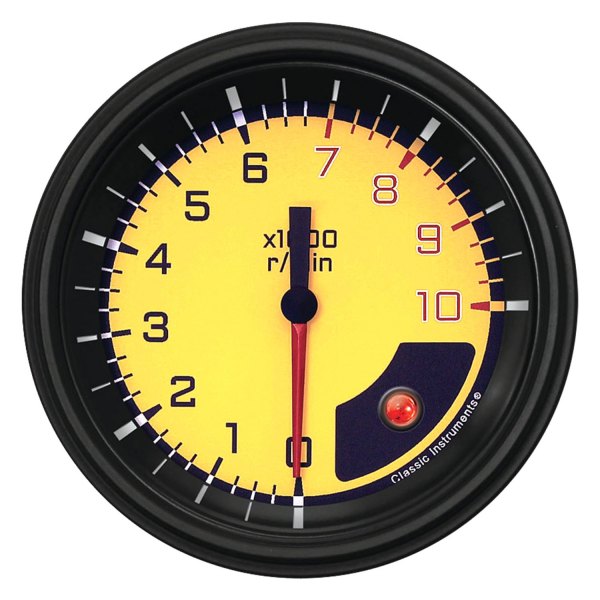 Classic Instruments® - AutoCross Yellow Series 3-3/8" Tachometer, 10,000 RPM