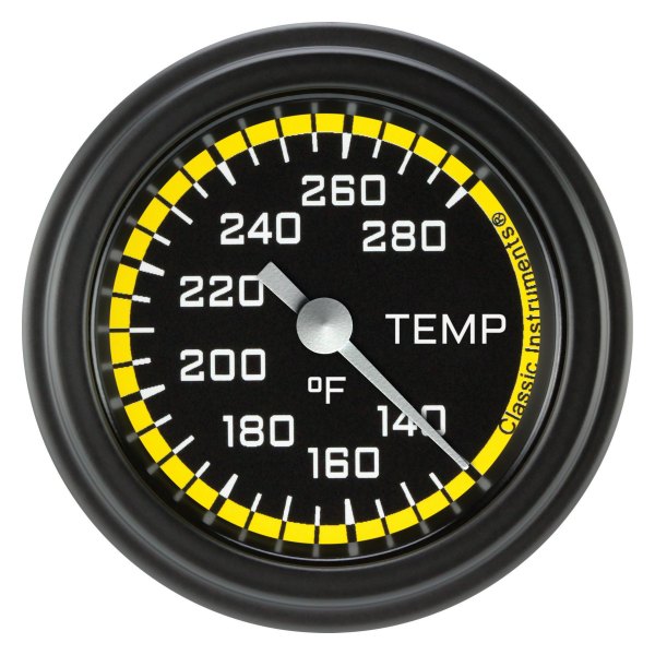 Classic Instruments® - AutoCross Yellow Series 2-1/8" Water Temperature Gauge