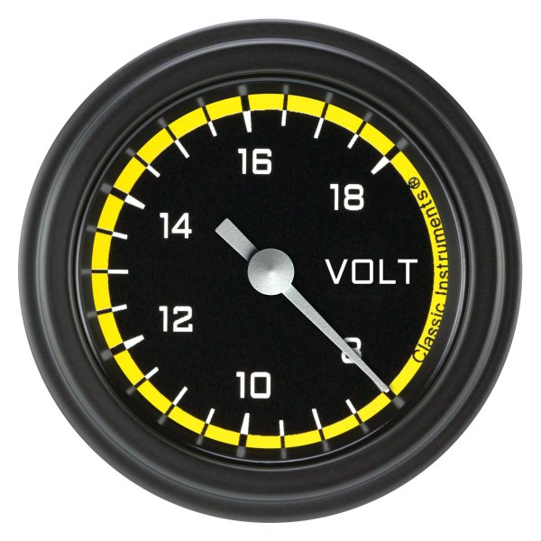 Classic Instruments® - AutoCross Yellow Series 2-1/8" Voltmeter, 8-18 V