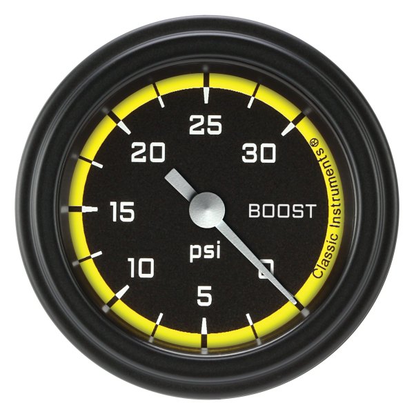 Classic Instruments® - AutoCross Yellow Series 2-1/8" Boost Gauge, 30 psi