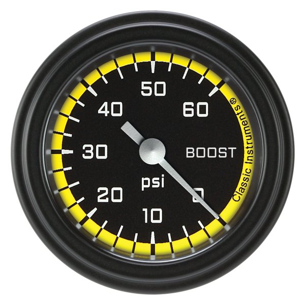 Classic Instruments® - AutoCross Yellow Series 2-1/8" Boost Gauge, 60 psi