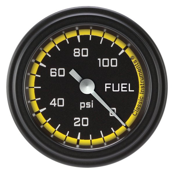 Classic Instruments® - AutoCross Yellow Series 2-1/8" Fuel Pressure Gauge, 100 psi