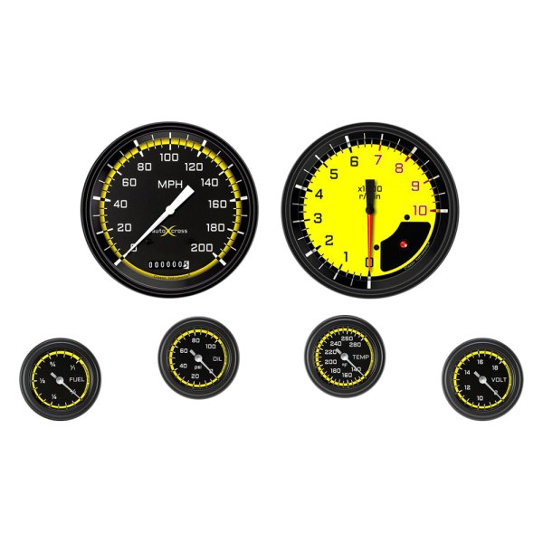Classic Instruments® - AutoCross Yellow Series Custom 6-Gauge Set