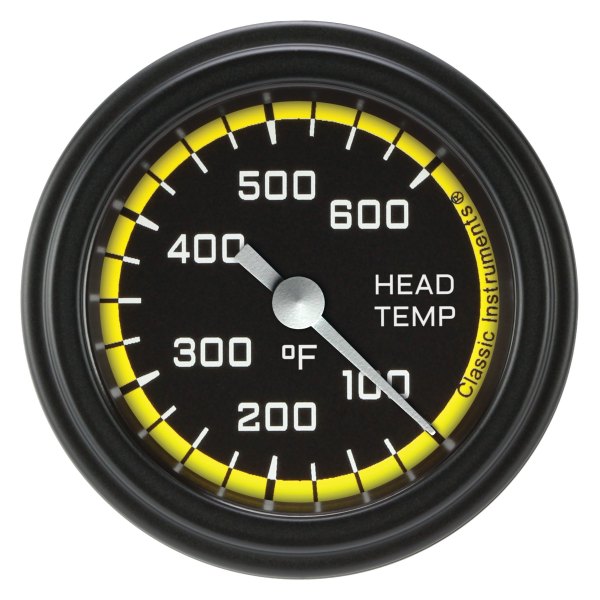 Classic Instruments® - AutoCross Yellow Series 2-1/8" Cylinder Head Temperature Gauge, 100-600 F