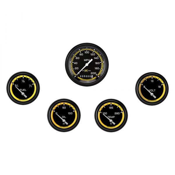 Classic Instruments® - AutoCross Yellow Series Custom 5-Gauge Set