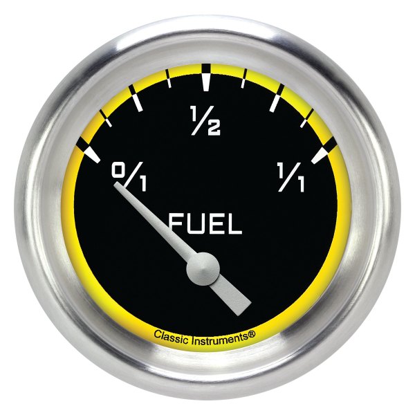 Classic Instruments® - AutoCross Yellow Series 2-5/8" Fuel Level Gauge, 240-33
