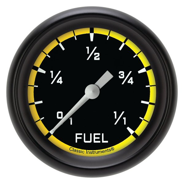 Classic Instruments® - AutoCross Yellow Series 2-5/8" Fuel Level Gauge, Programmable