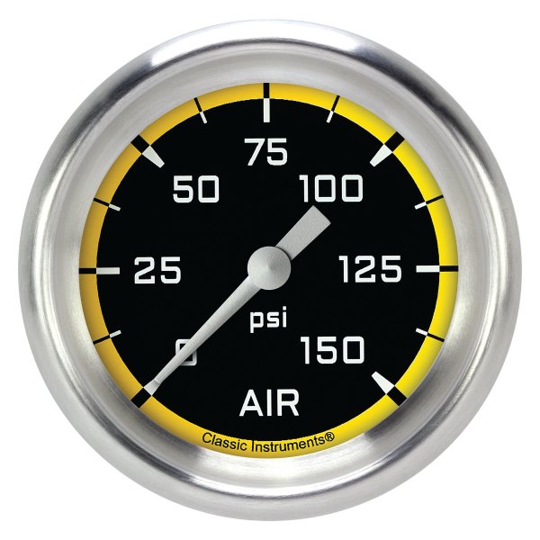 Classic Instruments® - AutoCross Yellow Series 2-5/8" Air Pressure Gauge, 150 psi