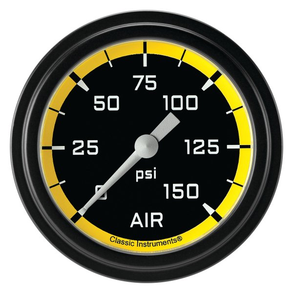 Classic Instruments® - AutoCross Yellow Series 2-5/8" Air Pressure Gauge, 150 psi