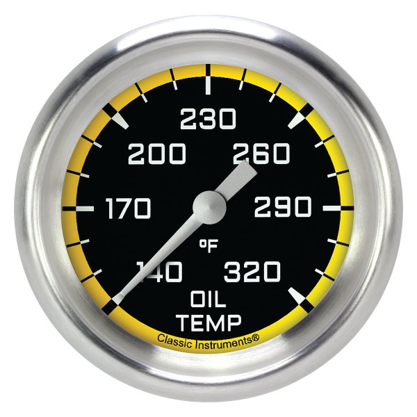 Classic Instruments® - AutoCross Yellow Series 2-5/8" Oil Temperature Gauge
