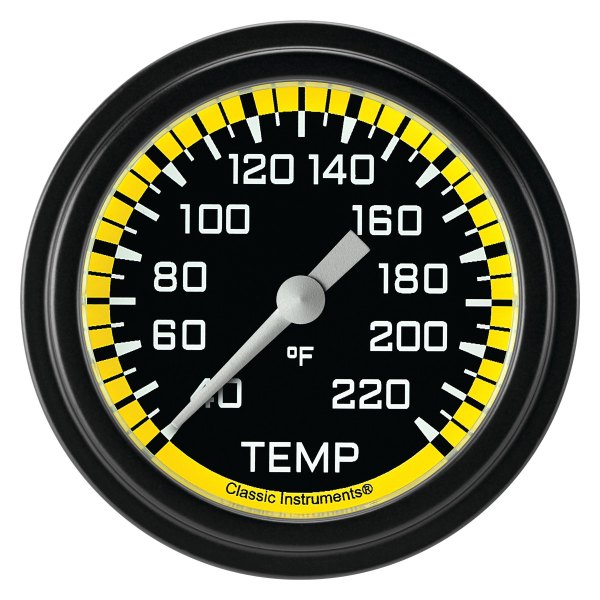 Classic Instruments® - AutoCross Yellow Series 2-5/8" Stock Eliminator Temperature Gauge, 40-220 F