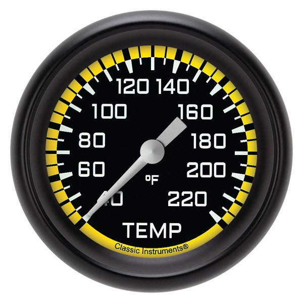 Classic Instruments® - AutoCross Yellow Series 2-5/8" Stock Eliminator Temperature Gauge, 40-220 F
