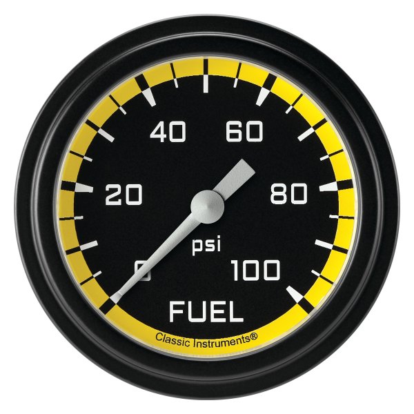 Classic Instruments® - AutoCross Yellow Series 2-5/8" Fuel Pressure Gauge, 100 psi