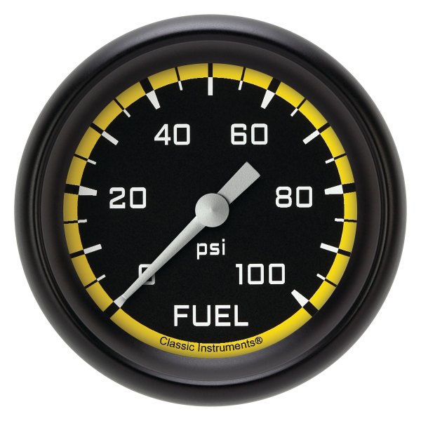 Classic Instruments® - AutoCross Yellow Series 2-5/8" Fuel Pressure Gauge, 100 psi