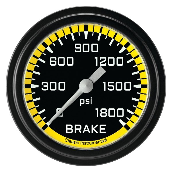 Classic Instruments® - AutoCross Yellow Series 2-5/8" Brake Pressure Gauge, 1800 psi