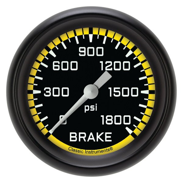 Classic Instruments® - AutoCross Yellow Series 2-5/8" Brake Pressure Gauge, 1800 psi