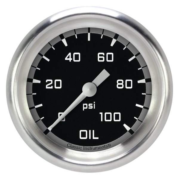 Classic Instruments® - AutoCross Gray Series 2-5/8" Oil Pressure Gauge, 100 psi
