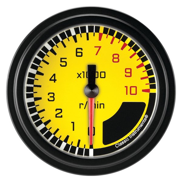Classic Instruments® - AutoCross Yellow Series 2-5/8" Tachometer, 10,000 RPM