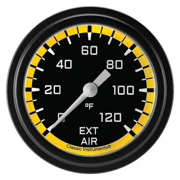 Classic Instruments® - AutoCross Yellow Series 2-5/8" Air Temperature Gauge, 120 F