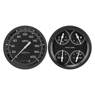 Classic Instruments® - AutoCross Series 4-5/8" Speedometer and Quad Gauge Set, 200 MPH
