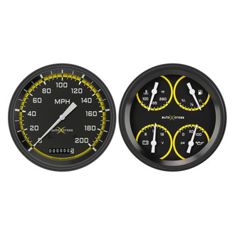 Classic Instruments® - AutoCross Series 4-5/8" Speedometer and Quad Gauge Set, 200 MPH