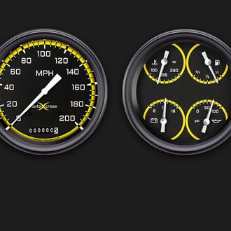 Classic Instruments® - AutoCross Series 4-5/8" Speedometer and Quad Gauge Set, 200 MPH