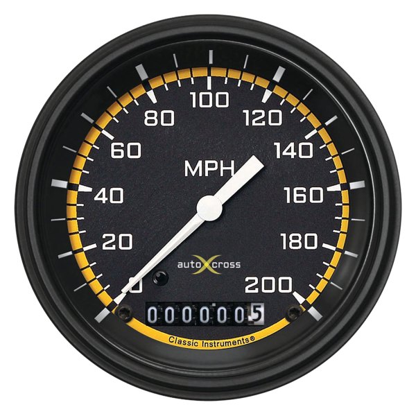 Classic Instruments® - AutoCross Yellow Series 3-3/8" Speedometer, 200 MPH