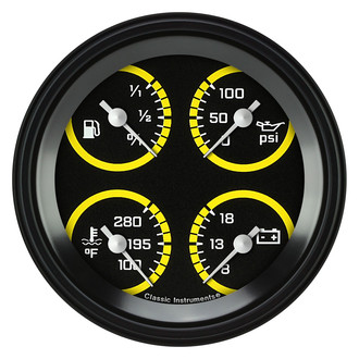 Classic Instruments® - AutoCross Series 3-3/8" Quad Gauge, 75-10, 8-18 V