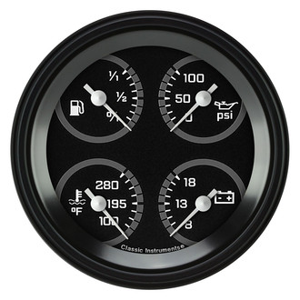 Classic Instruments® - AutoCross Series 3-3/8" Quad Gauge, 0-30, 8-18 V