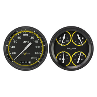 Classic Instruments® - AutoCross Series 4-5/8" Speedometer and Quad Direct Fit Gauge Set, 200 MPH