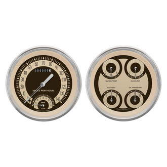 Classic Instruments® - Nostalgia VT Series 4-5/8" Speedtachular and Quad Direct Fit Gauge Set, 140 MPH, 8,000 RPM, 240-33